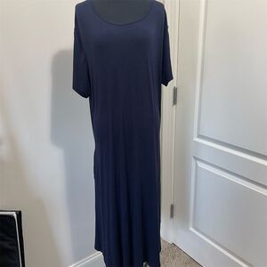 Simply Southern Women's Blue Midi Tshirt Dress L Short Sleeve Casual